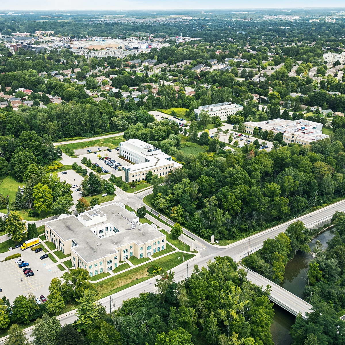 Drone view of the Discovery Park at Western Research Parks
