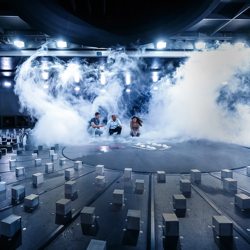 Researchers using the WindEEE Dome in action